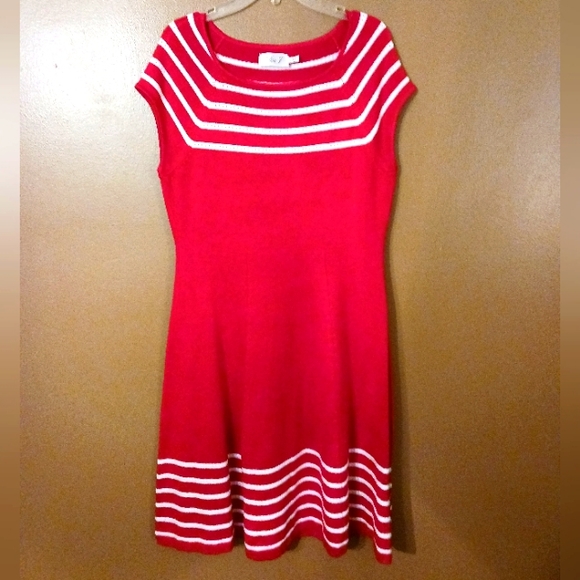 Eliza J Stripe Knit Fit and Flare Dress - Picture 3 of 4